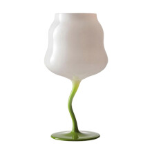 (F) Wave Shape Glass Goblet – Macaron Color Design – for Cocktails & Juice Drinks
