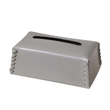 (Grey) PU Leather Tissue Holder – Hand-Stitched Edges – for Home & Office