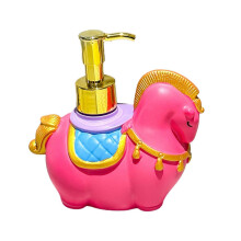 (Pink) Horse Design Soap Dispenser – with Gold Pump – for Bathroom Decor