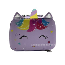 (purple) Kids Makeup Kit for Girls Purple Unicorn Cosmetic Case Pretend Play Beauty Set Portable Toy Makeup Box