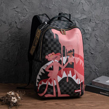 (Pink panther) Glow-in-the-Dark Shark Backpack Large Capacity Travel Bag Funny Quirky Student Bookbag Creative Luminous Rucksack