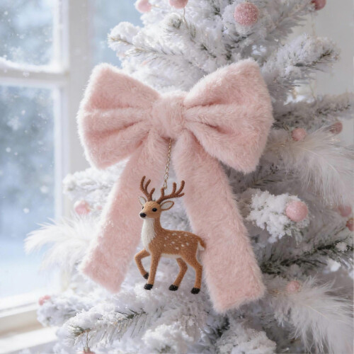 Large Pink Fluffy Bow – Valentine's Day Decor – for Wall Door Hanging 1