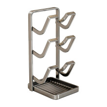 (3-Layers, Grey) Pot Lid Organizer – with Drip Tray Spoon Rest – for Kitchen Counter