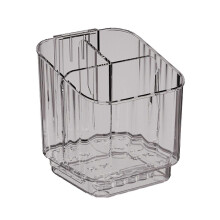 (Clear Grey) Toothbrush Holder – 3 Slots with Drain Tray – for Bathroom Counter