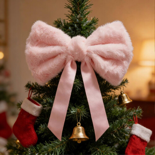Large Pink Fluffy Bow – Valentine's Day Decor – for Wall Door Hanging 2