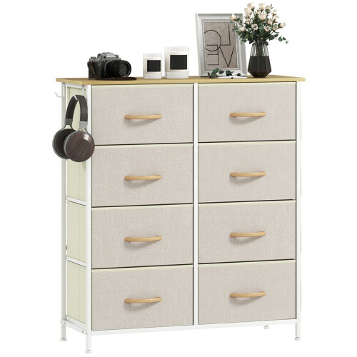 Chest of Eight Fabric Drawers - Beige 1
