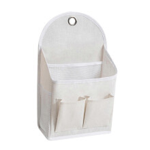 (White) Wall Hanging Storage Bag – with Pockets – for Bedside Dormitory