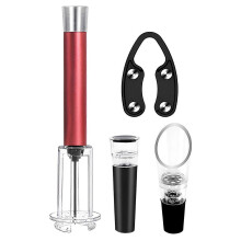 (Red) Pneumatic Bottle Opener – 4 in 1 Wine Tool Set – for Wine Tasting