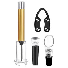 (Golden) Pneumatic Bottle Opener – 4 in 1 Wine Tool Set – for Wine Tasting