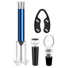 (Blue) Pneumatic Bottle Opener – 4 in 1 Wine Tool Set – for Wine Tasting