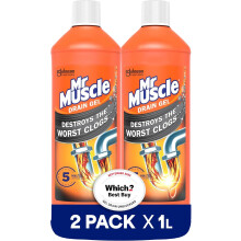 Mr Muscle Drain Unblocker 2x1L, Heavy Duty Fast Acting Gel Sink Unblocker