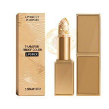 (gold) Gold Foil Color Changing Lip Balm Lightweight Non-Sticky Moisturizing Hydrating Shine 3.5g