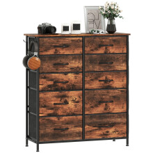 Chest of Ten Fabric Drawers - Rustic Brown