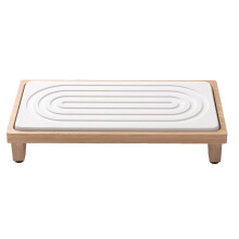 (White) Diatomite Bamboo Sink Tray – Fast Drying – for Soap Sponge