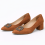 (41, Brown) Low Heels Matching Shoes and Bag Set 5