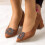 (38, Brown) Low Heels Matching Shoes and Bag Set 3