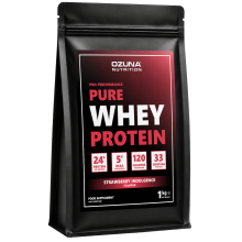 Pro Performance Whey Protein Powder 1KG | Strawberry Indulgence | 24g Protein, 5g BCAA & Glutamine | Low Sugar | Muscle Growth & Recovery | Ozuna