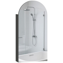 Arched Bathroom Mirror Cabinet with Adjustable Glass Shelves - Black