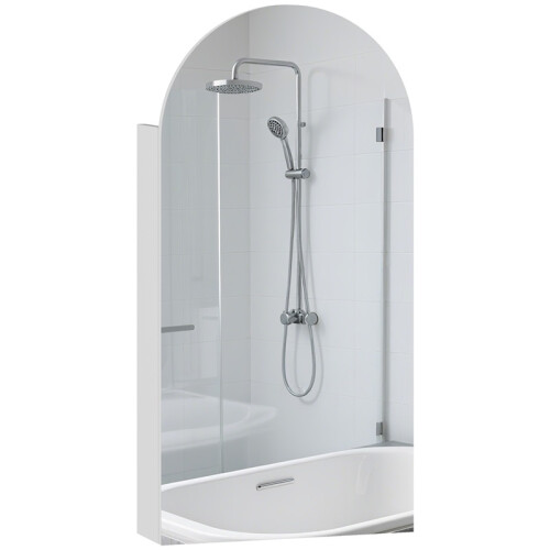 Arched Bathroom Mirror Cabinet with Adjustable Glass Shelves - White