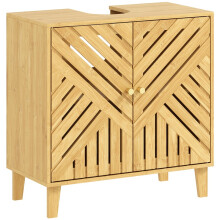 Bamboo Bathroom Under Sink Cabinet with Adjustable Shelf for Basin without Pedestal - Natural