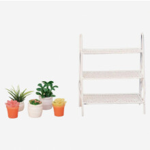 Multi-Functional Iron Plant Stand Miniature for 1:12 Dollhouse Scene Decoration, Realistic Furniture Prop, White