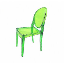 2 Mid-Century Transparent Plastic Crystal Dining Chairs, Casual Home Chair Model, 1:12 Scale