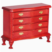 Miniature Wooden Cupboard Decoration for Dollhouse, Red Storage Cabinet, Home Decor Accessory
