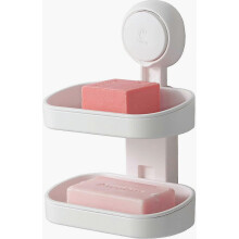 Porte-savon double couche avec ventouse, porte-savon et porte-éponge amovibles, sans perçage, accessoire de salle de bain durable