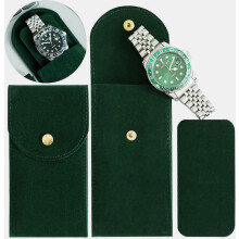 Lot de 4 étuis de voyage en velours pour montres, unisexes, verts. Pochettes et organisateurs portables pour montres.