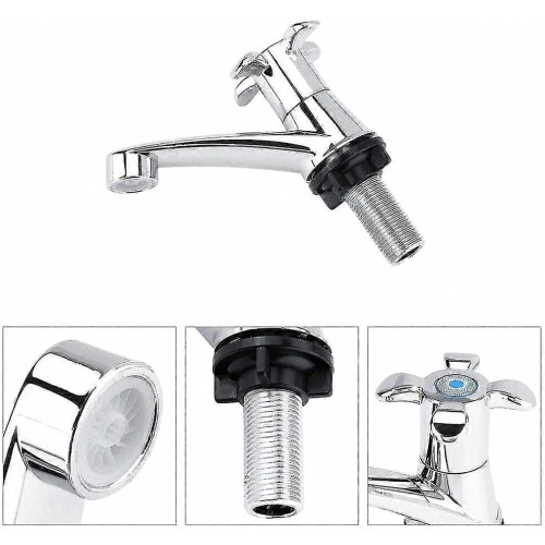 Rubinetto singolo per acqua fredda, cromato, per lavabo, bagno, WC e cucina. 2
