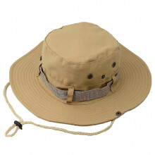 Outdoor-Sonnenhut mit breiter Krempe, klassischer Dschungelhut im Kampfstil für Angeln, Jagen und Camping, Khaki