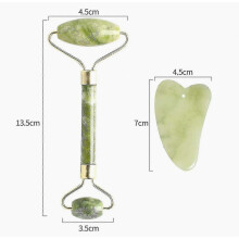 2 Pcs Jade Roller and Gua Sha Facial Massage Tools for Face and Neck, High Quality Natural Stone】