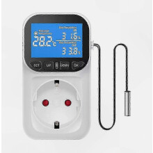 Termostato digital con control de temperatura y mando a distancia, enchufe europeo, control de calefacción y refrigeración ajustable para uso dom