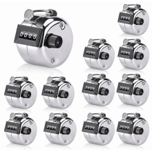 Lot de 12 compteurs manuels en métal, compteurs mécaniques à clics à 4 chiffres, compteurs de poche pour tâches de comptage