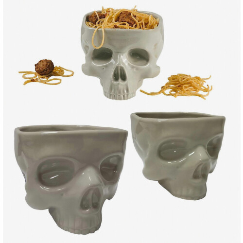 Skull Design Ceramic Head Shaped Serving Bowl for Halloween Parties, Decorative Snack Bowl 1