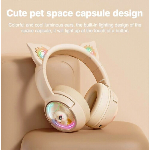 B5 Cat Ear Design USB-C Type-C RGB Wireless Bluetooth HiFi Headset with Adjustable Headband and Built-In Microphone 2
