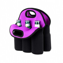 Paquete de 6 bolsas térmicas para bebidas, aptas para botellas y latas de 355 ml (12 oz y 330 ml), enfriador de cerveza con asa, color morado.