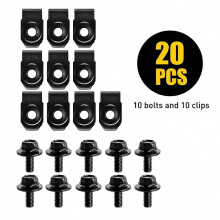 20 piezas de tornillos para carrocería de automóvil, tuercas en U, clips, cubierta del motor, bandeja inferior, protector contra salpicaduras, pa