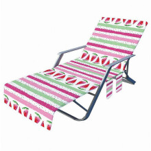 Boho-kukkaiskuvioinen sarjakuvakuvioinen divaaninpäällinen, mikrokuituinen rantapyyhe sivutaskuilla terassin aurinkotuoliin auringonottoon