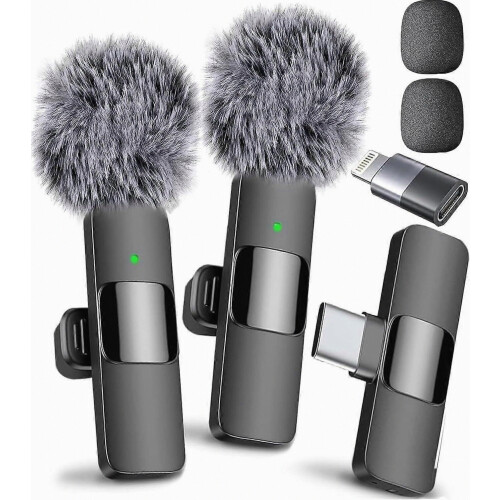 Mini microfono wireless per iPhone, iPad e dispositivi Android, modello più recente, strumento di registrazione audio compatto plug and play