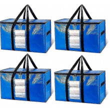 Extra grote verhuis- en opbergtassen (4 stuks), zwaar uitgevoerd, waterdicht, met transparant venster, verstevigde handgrepen, 100 liter inhoud v