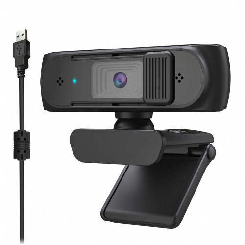 Webcam USB 2,5K 5MP pour PC avec autofocus, correction de la luminosité, double microphone et cache de confidentialité 1