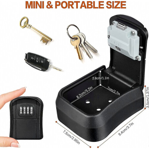 Wall Mounted Mini Outdoor Key Safe with Resettable 4 Digit Code, Waterproof Key Box for Home Use 1