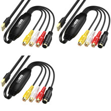3X USB-Video-Capture-VHS-zu-Digital-Konverter, USB 2.0-Video-Audio-Capture-Karte für TV, DVD, VHS, Unterstützt Windows--System
