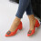 (36, Orange) Low Heels Matching Shoes and Bag Set 8