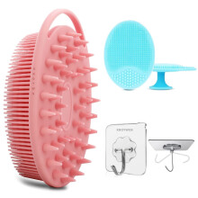 Ultra Soft Primum 2-In-1 Body Shower Bath & Shampoo Brush Massager For Hair+ Face Scrubber, Combination Combo Premium Silicone Loofah & Scalp Massager