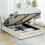 4ft6 Double Ottoman Bed Frame, with Front Drawer - Cream 1