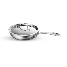 Tramontina Stainless Steel Aeion Triply 26Cm Fry Pan With Ss 304 Lid|Healthy,Non Toxic | Omelette Pan | Saute | Induction Friendly | Stay Cool Handle