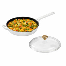 Cumin Co. Cast Iron Pan With Lid | 26Cm, 2L | Induction Base Cookware | 10 Years Warranty | Non Toxic Non Stick Frying Pan | Chemical Free Coating | H
