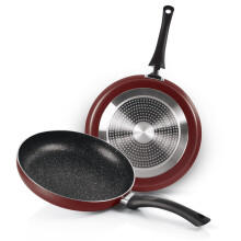 Milton Pro Cook New Granito My Kitchen Set Of 2, (Tawa 28 Cm And Fry Pan 24 Cm / 1.6 Litre) Burgundy | Dishwasher Safe | Induction Safe | Gas Stove Sa